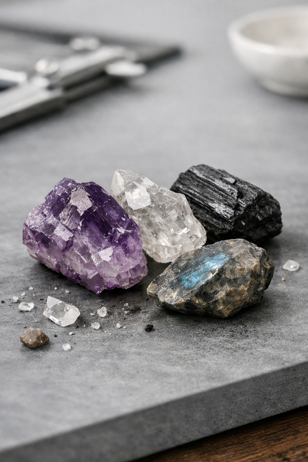Piedras naturales de la línea Nadir sobre fondo claro